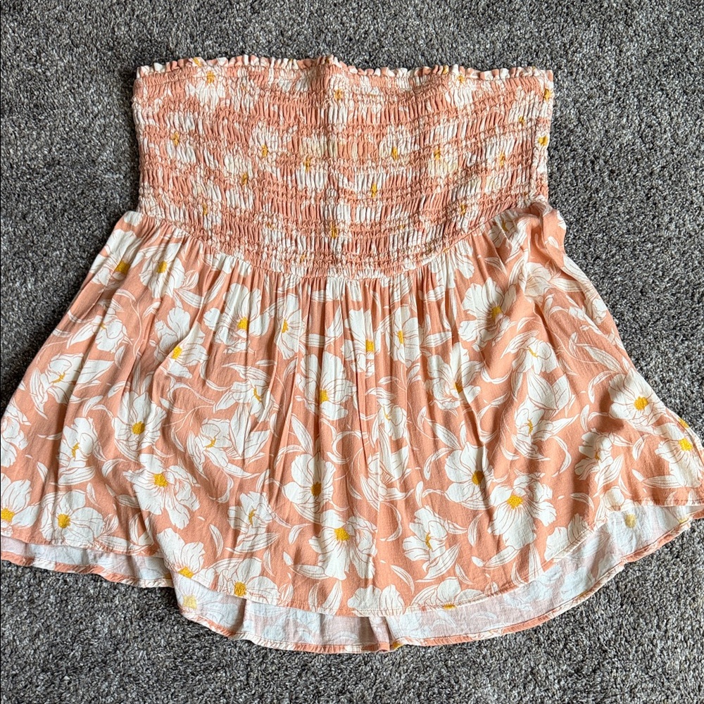Torrid Peach Floral Smocked Blouse